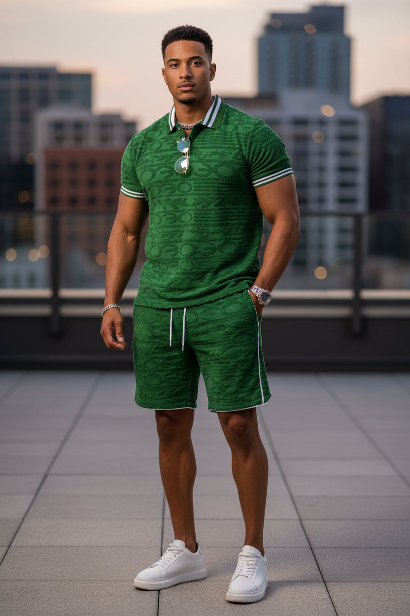 Baroque Terry Polo Short Set