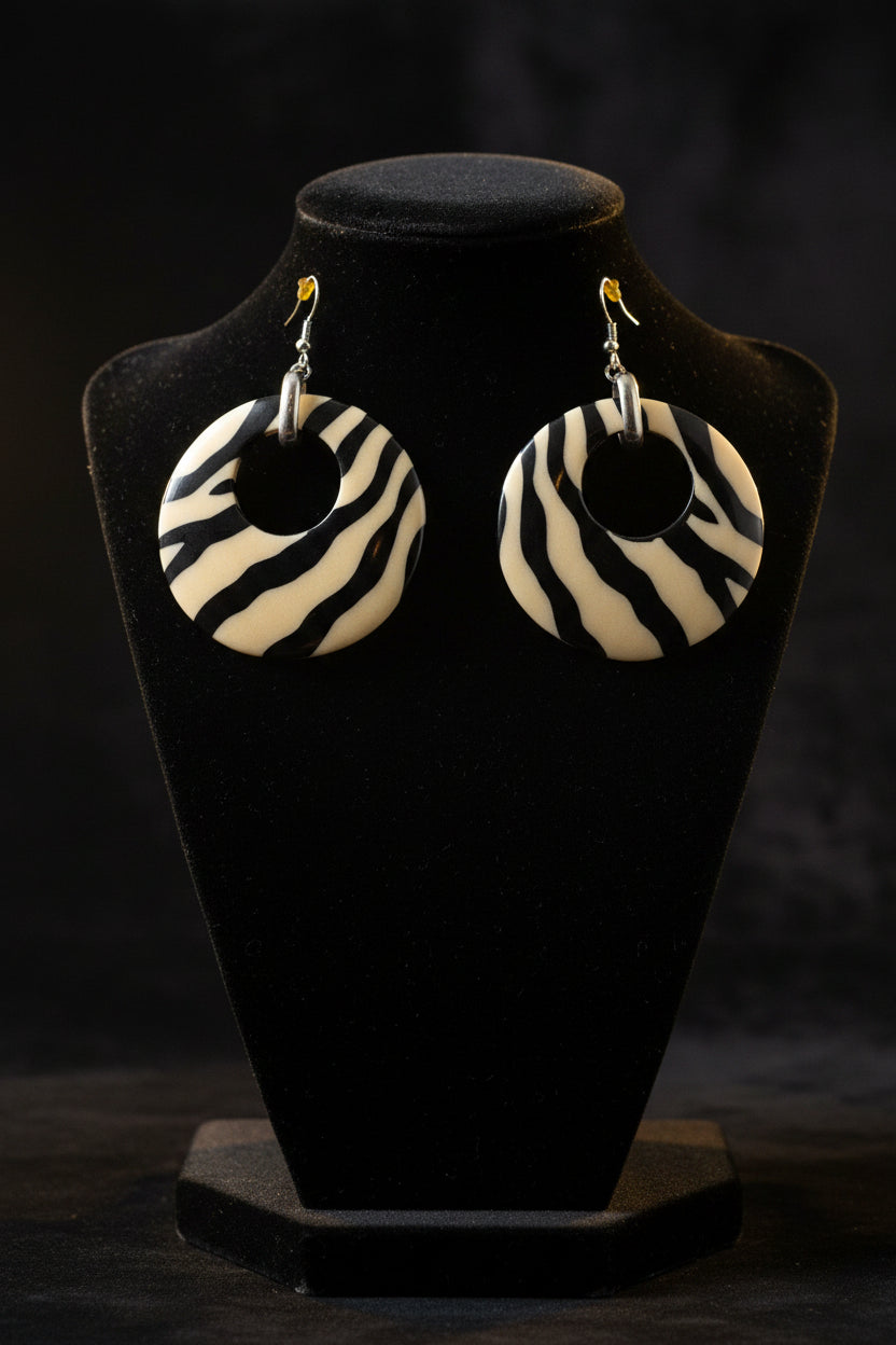 Zebra-Striped Resin Earring