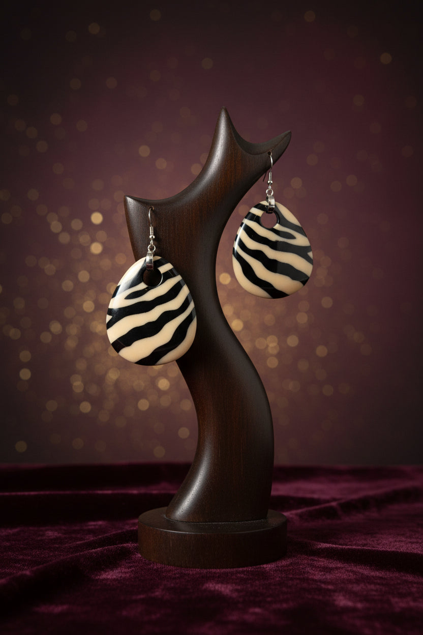 Zebra-Striped Resin Earring