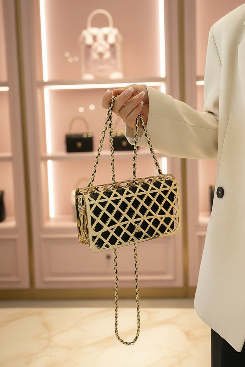 Metal Hollow Shoulder Bag For Women