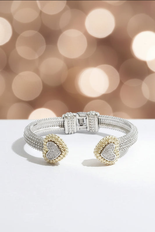 Two Tone Heart Edge Bracelet