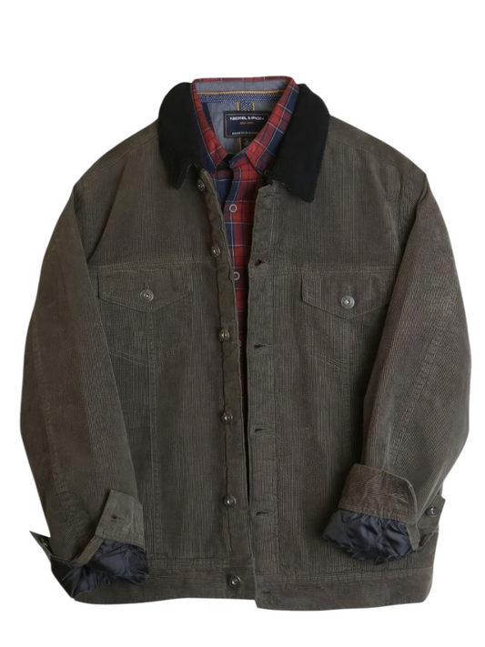 Casual Corduroy Lined Trucker Jacket