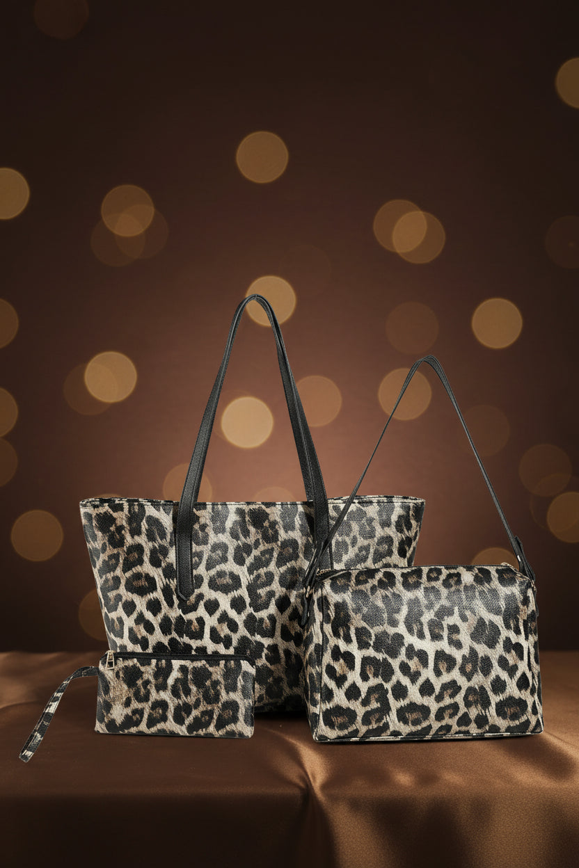 Leopard Print Shoulder Bag Set