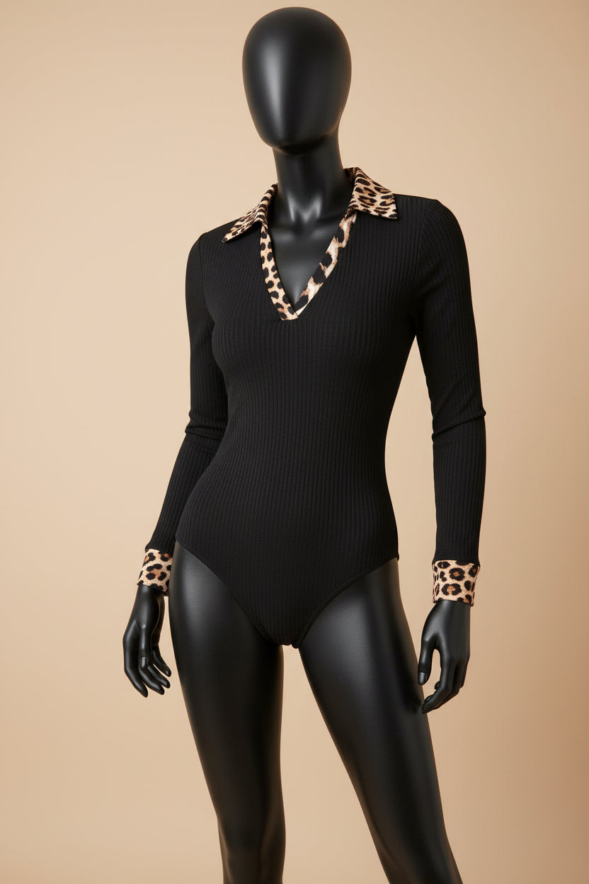 Leopard Stretch Knit Bodysuit