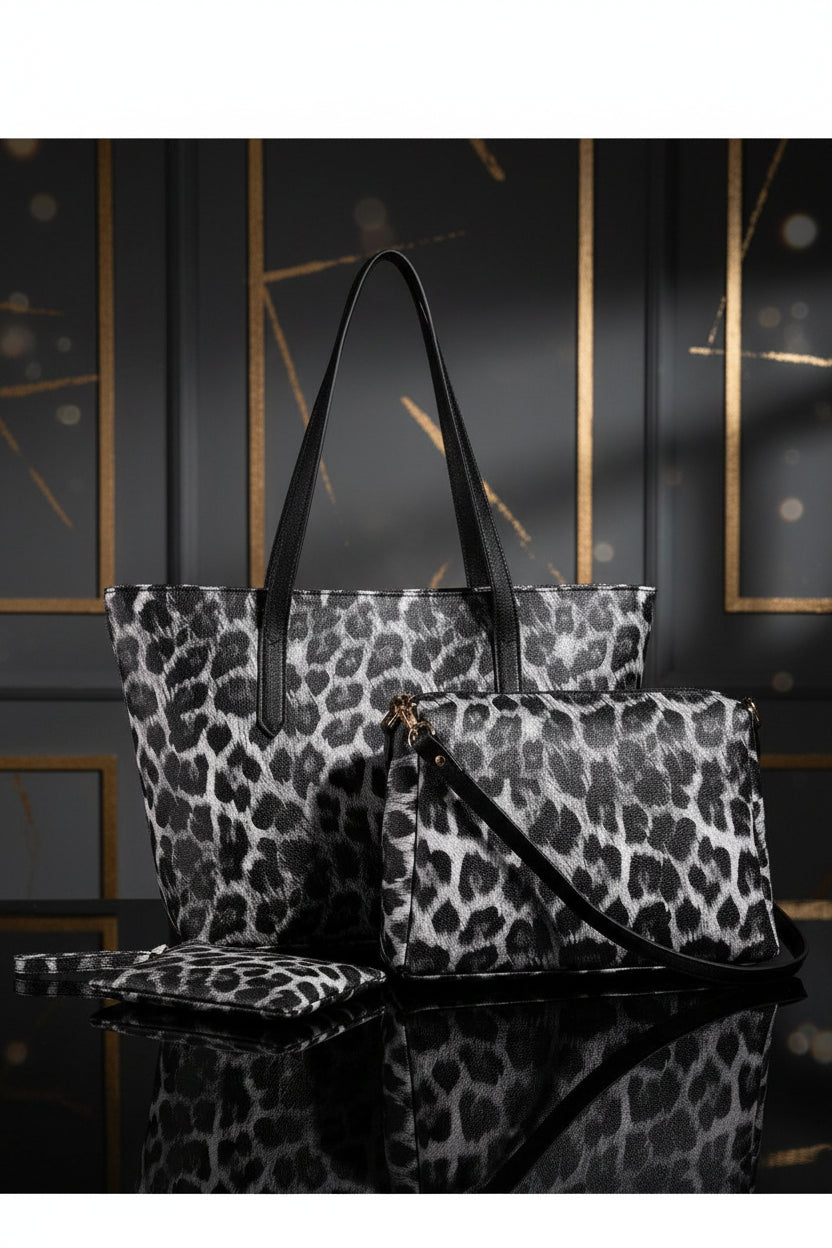 Leopard Print Shoulder Bag Set