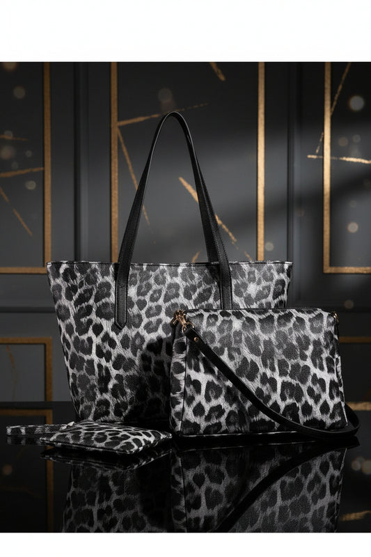 Leopard Print Shoulder Bag Set