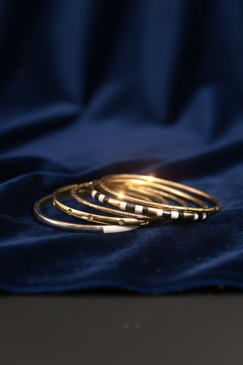 Brass Metal Mixed Bangle Set