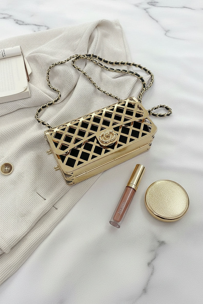 Metal Hollow Shoulder Bag For Women