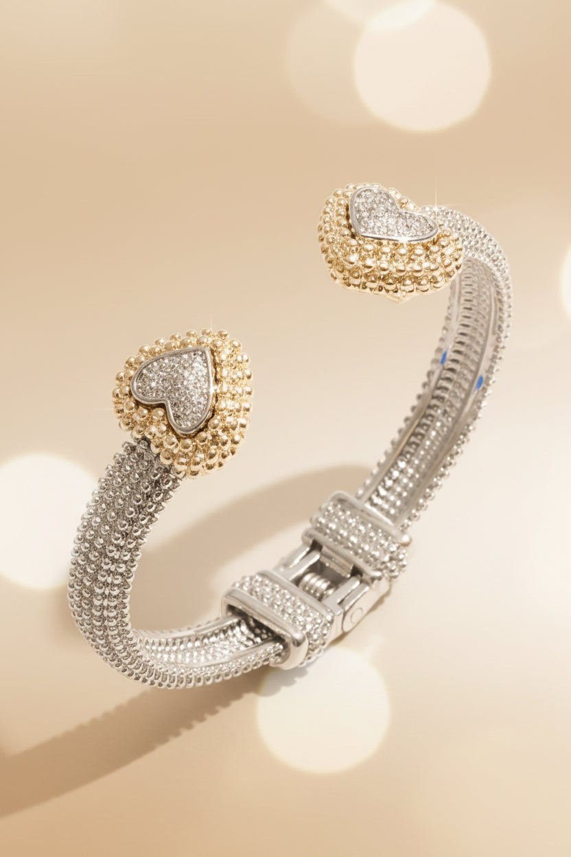 Two Tone Heart Edge Bracelet