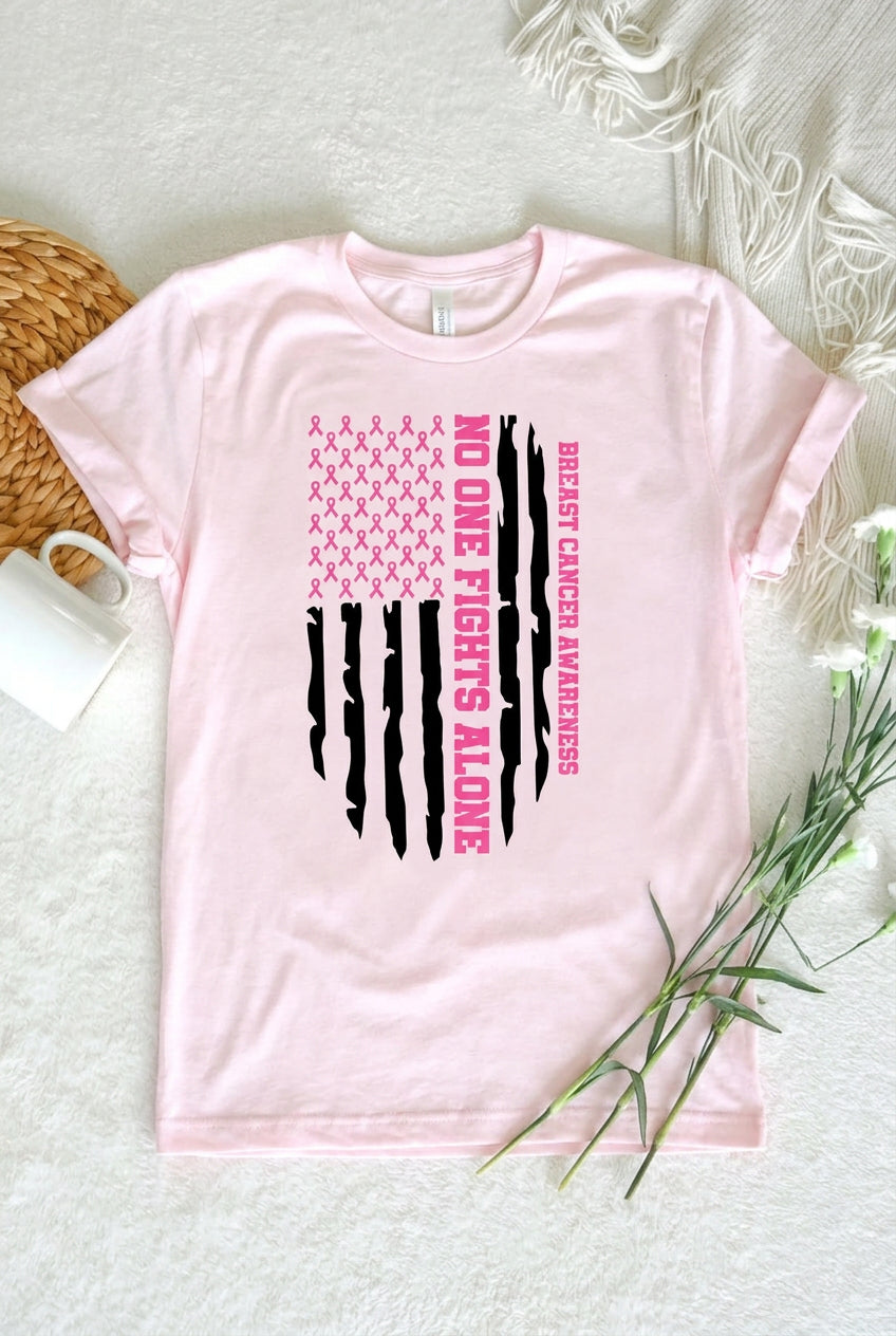 Breast Cancer Awareness No One Fights Alone T-Shirt