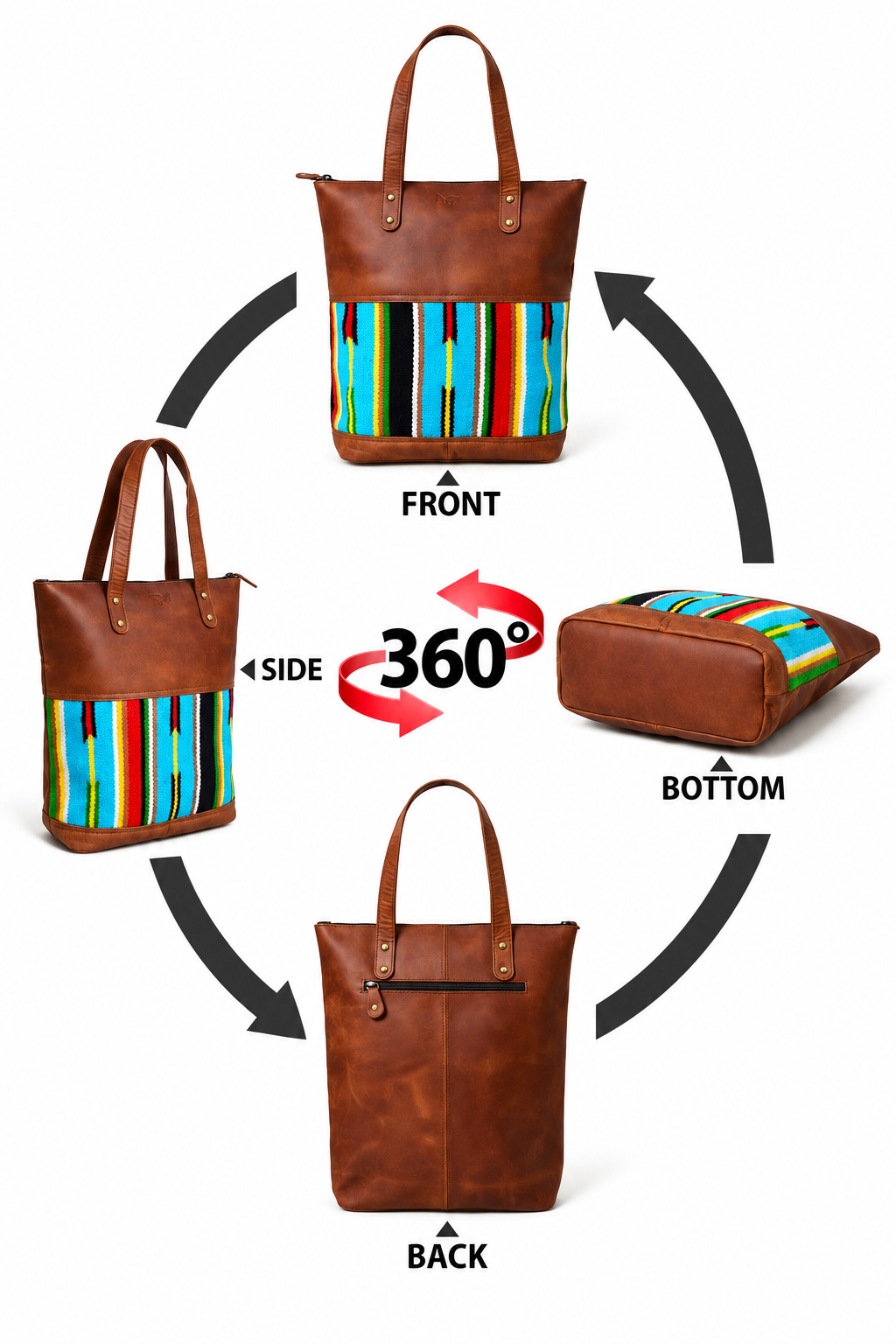 Multicoloured Leather Tote Bag