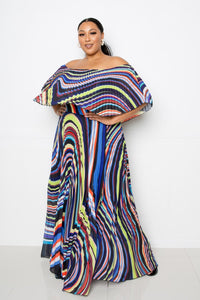 Geo Print Pleated Maxi