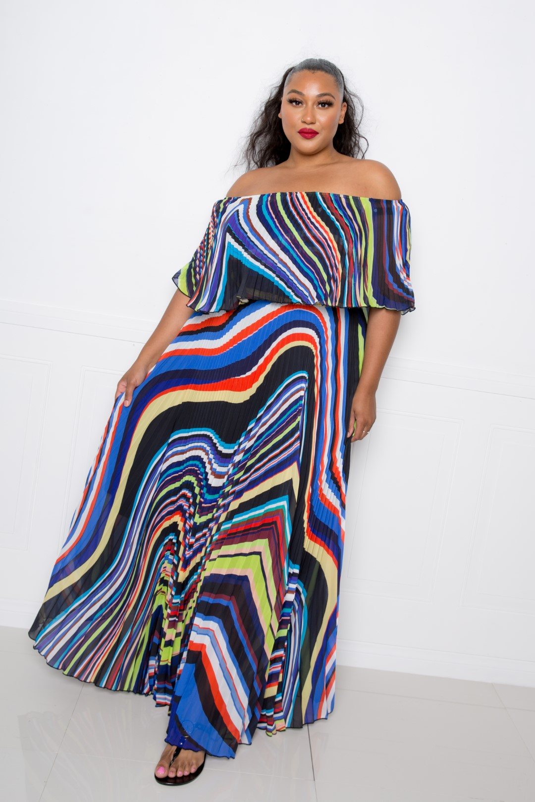 Geo Print Pleated Maxi