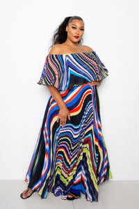 Geo Print Pleated Maxi