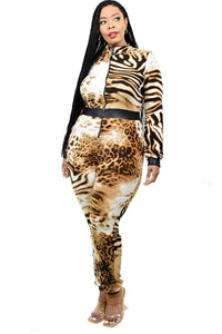 Leopard Print Zip-up Jumpsuit