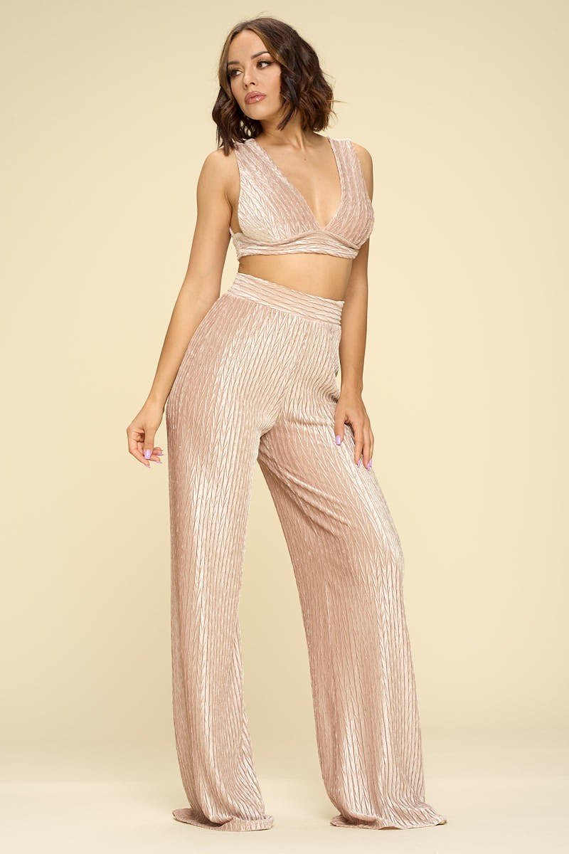 High Waist Palazzo Pants Set