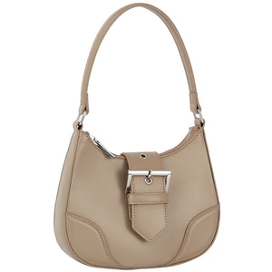 Buckle Curve Handle Shoulder Bag